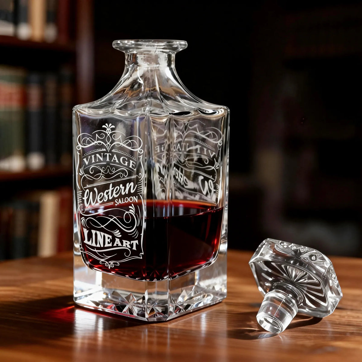 Customized Signature Geometric Glass Decanter